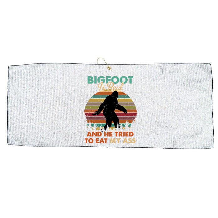 Bigfoot Is Real And He Tried To Eat My Ass Funny Large Microfiber Waffle Golf Towel