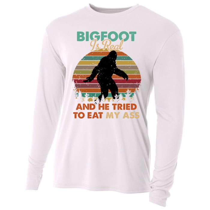 Bigfoot Is Real And He Tried To Eat My Ass Funny Cooling Performance Long Sleeve Crew