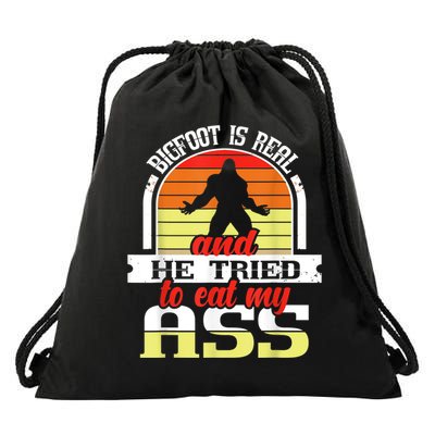 Bigfoot Is Real And He Tried To Funny Bigfoot Sasquatch Drawstring Bag