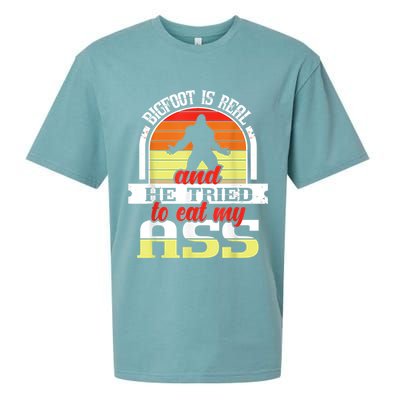 Bigfoot Is Real And He Tried To Funny Bigfoot Sasquatch Sueded Cloud Jersey T-Shirt