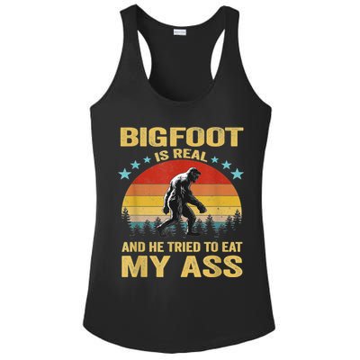 Bigfoot Is Real And He Tried To Eat My Ass Meme Retro Vintage Ladies PosiCharge Competitor Racerback Tank