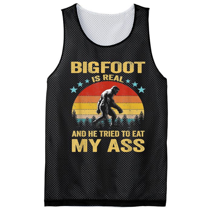 Bigfoot Is Real And He Tried To Eat My Ass Meme Retro Vintage Mesh Reversible Basketball Jersey Tank