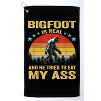 Bigfoot Is Real And He Tried To Eat My Ass Meme Retro Vintage Golf Towel