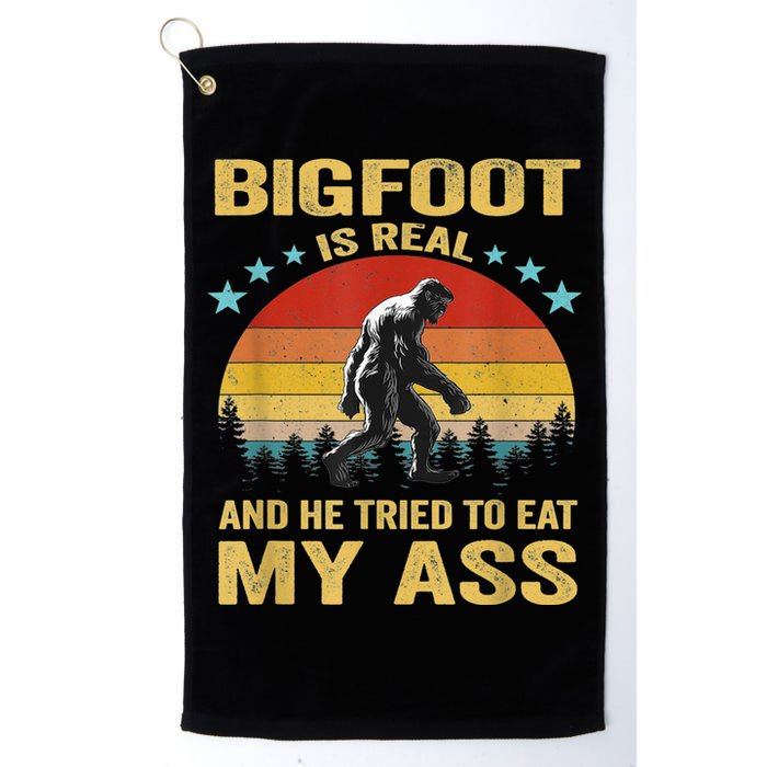 Bigfoot Is Real And He Tried To Eat My Ass Meme Retro Vintage Golf Towel