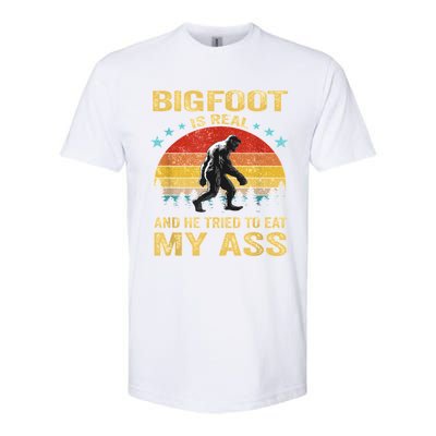 Bigfoot Is Real And He Tried To Eat My Ass Meme Retro Vintage Softstyle® CVC T-Shirt