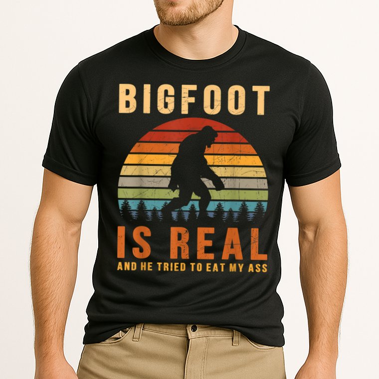 Bigfoot Is Real And He Tried To Eat My Ass Funny Sasquatch Performance Shirt