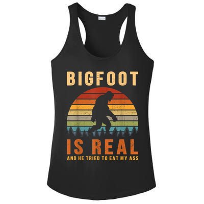 Bigfoot Is Real And He Tried To Eat My Ass Funny Sasquatch Ladies PosiCharge Competitor Racerback Tank
