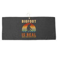 Bigfoot Is Real And He Tried To Eat My Ass Funny Sasquatch Large Microfiber Waffle Golf Towel