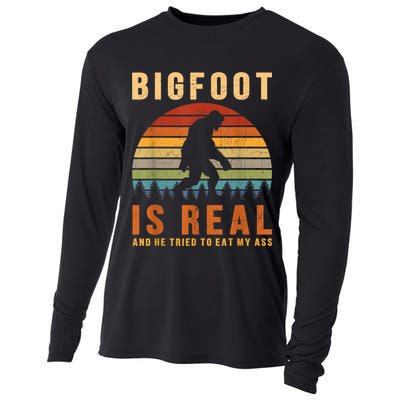 Bigfoot Is Real And He Tried To Eat My Ass Funny Sasquatch Cooling Performance Long Sleeve Crew