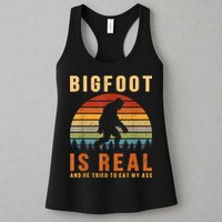 Bigfoot Is Real And He Tried To Eat My Ass Funny Sasquatch Womens Tank Top