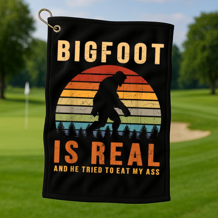 Bigfoot Is Real And He Tried To Eat My Ass Funny Sasquatch Golf Towel