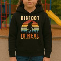 Bigfoot Is Real And He Tried To Eat My Ass Funny Sasquatch Kids Hoodie