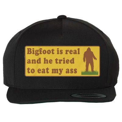 Bigfoot Is Real And He Tried To Eat My Ass Funny Oddly Specific Meme Wool Snapback Cap