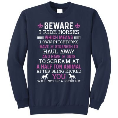 Beware I Ride Horses Shirts Horse Lover Riding Racing Sweatshirt