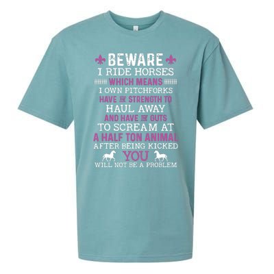 Beware I Ride Horses Shirts Horse Lover Riding Racing Sueded Cloud Jersey T-Shirt