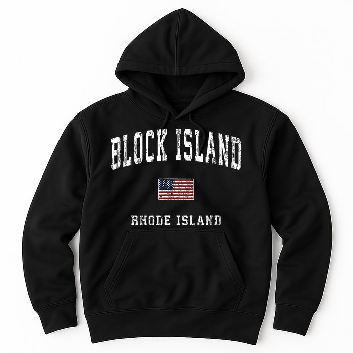 Block Island Rhode Island Ri Vintage American Flag Sports Hoodie