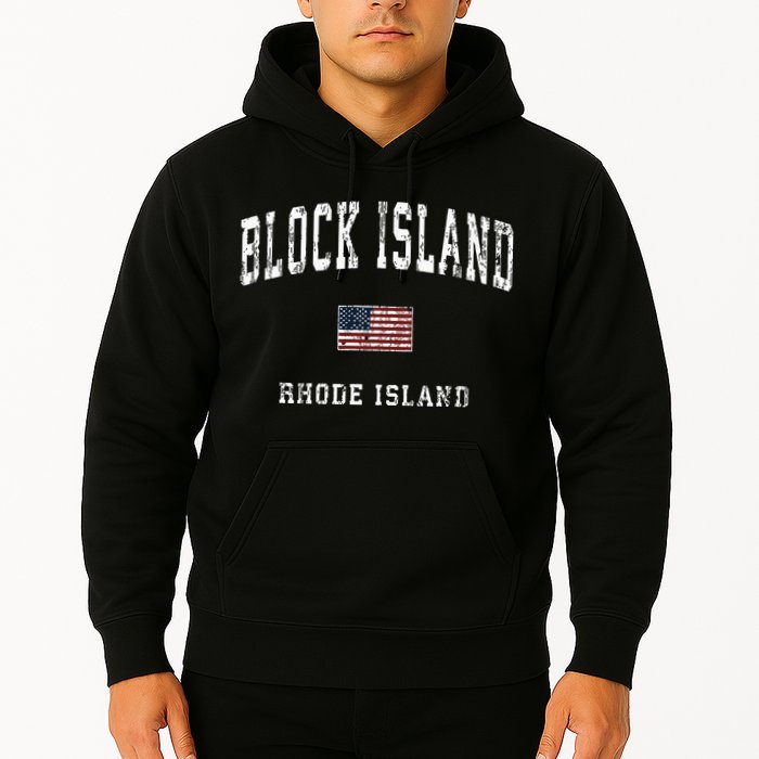 Block Island Rhode Island Ri Vintage American Flag Sports Hoodie