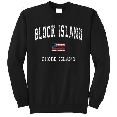 Block Island Rhode Island Ri Vintage American Flag Sports Sweatshirt