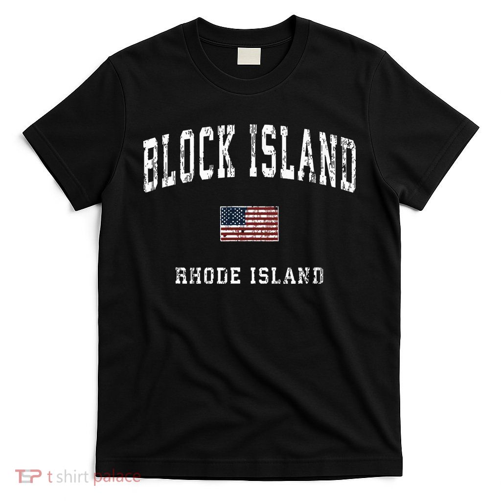Block Island Rhode Island Ri Vintage American Flag Sports T-Shirt