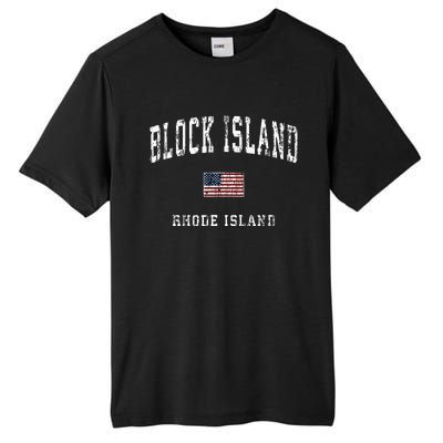 Block Island Rhode Island Ri Vintage American Flag Sports Tall Fusion ChromaSoft Performance T-Shirt