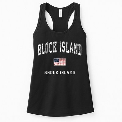 Block Island Rhode Island Ri Vintage American Flag Sports Womens Tank Top