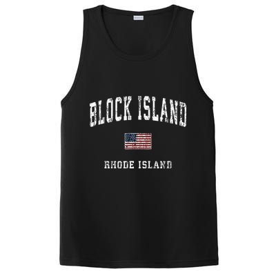 Block Island Rhode Island Ri Vintage American Flag Sports PosiCharge Competitor Tank