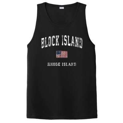 Block Island Rhode Island Ri Vintage American Flag Sports PosiCharge Competitor Tank