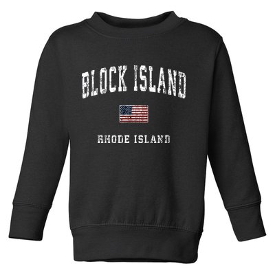 Block Island Rhode Island Ri Vintage American Flag Sports Toddler Sweatshirt