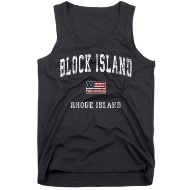 Block Island Rhode Island Ri Vintage American Flag Sports Tank Top