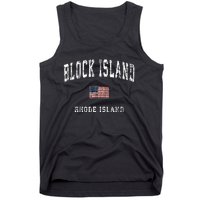 Block Island Rhode Island Ri Vintage American Flag Sports Tank Top