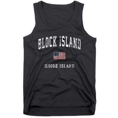 Block Island Rhode Island Ri Vintage American Flag Sports Tank Top