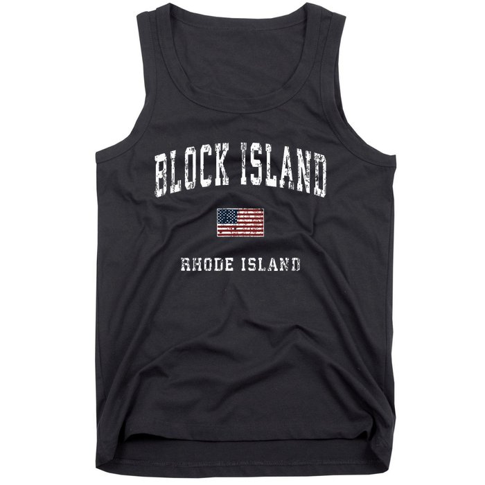 Block Island Rhode Island Ri Vintage American Flag Sports Tank Top