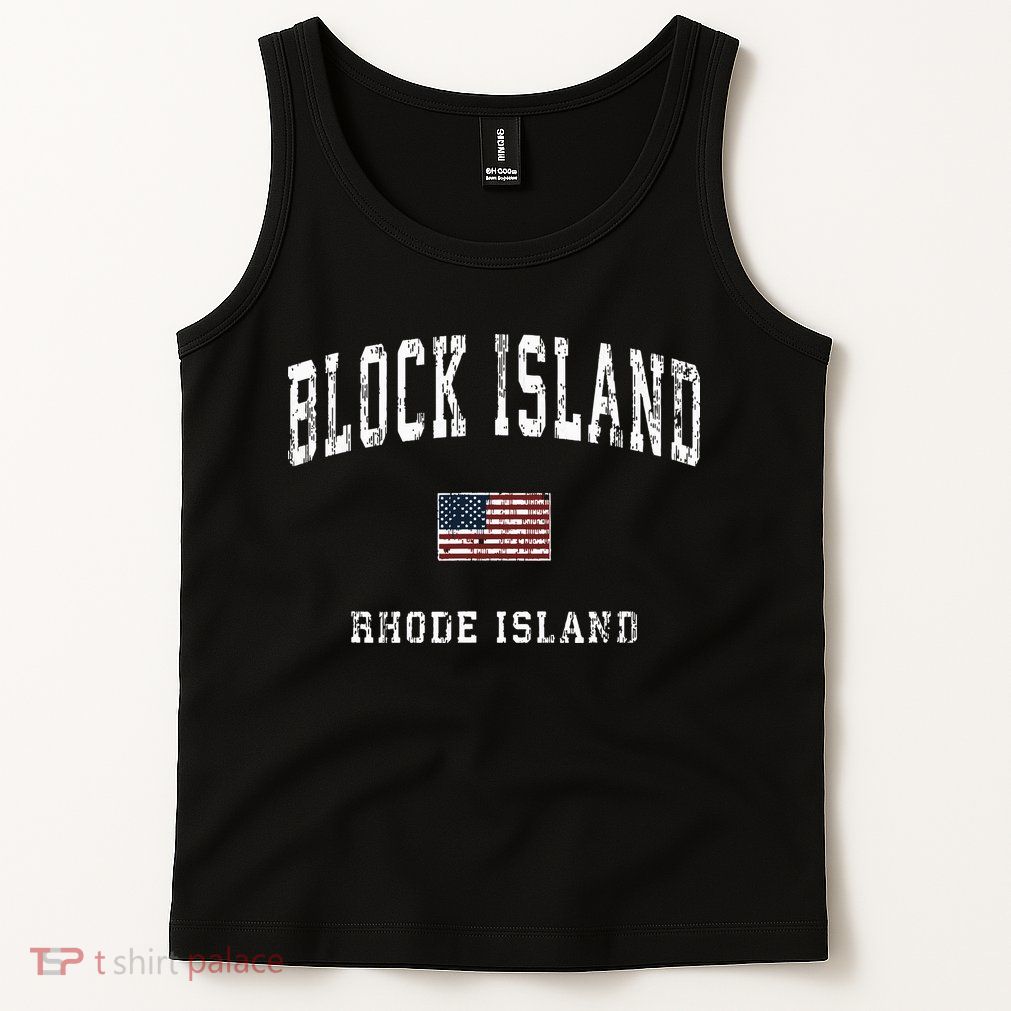 Block Island Rhode Island Ri Vintage American Flag Sports Tank Top