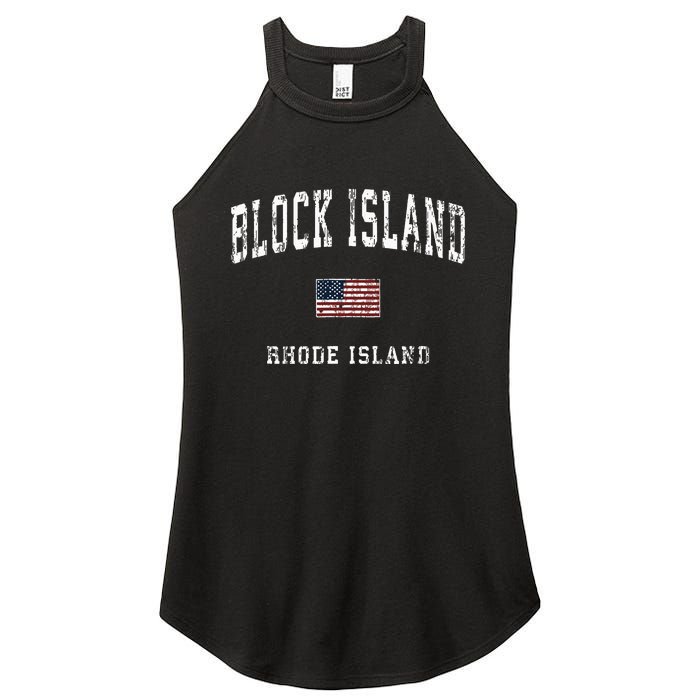 Block Island Rhode Island Ri Vintage American Flag Sports Women's Perfect Tri Rocker Tank