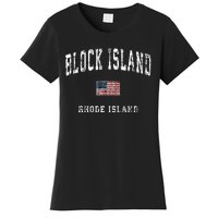 Block Island Rhode Island Ri Vintage American Flag Sports Women's T-Shirt