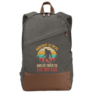 Bigfoot Is Real And He Tried To Eat My Ass  Cotton Canvas Backpack
