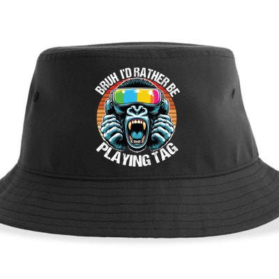 Bruh ID Rather Be Playing Tag Gorilla Wearing Vr Gamer Gift Sustainable Bucket Hat