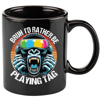 Bruh ID Rather Be Playing Tag Gorilla Wearing Vr Gamer Gift 11oz C Handle Ceramic Mug