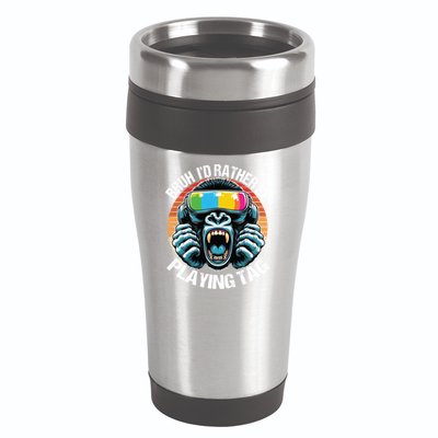 Bruh ID Rather Be Playing Tag Gorilla Wearing Vr Gamer Gift 16oz Travel Tumbler