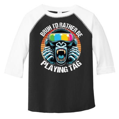 Bruh ID Rather Be Playing Tag Gorilla Wearing Vr Gamer Gift Toddler Fine Jersey T-Shirt