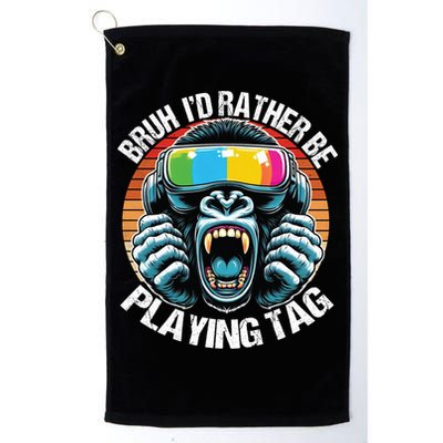 Bruh ID Rather Be Playing Tag Gorilla Wearing Vr Gamer Gift Golf Towel