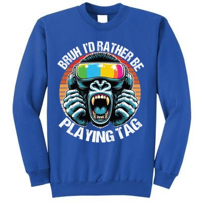 Bruh ID Rather Be Playing Tag Gorilla Wearing Vr Gamer Gift Sweatshirt