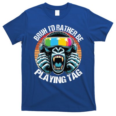 Bruh ID Rather Be Playing Tag Gorilla Wearing Vr Gamer Gift T-Shirt