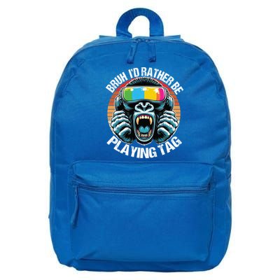 Bruh ID Rather Be Playing Tag Gorilla Wearing Vr Gamer Gift 16 in Basic Backpack