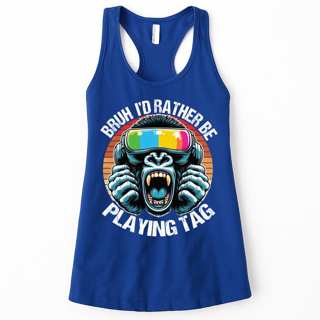 Bruh ID Rather Be Playing Tag Gorilla Wearing Vr Gamer Gift Womens Tank Top