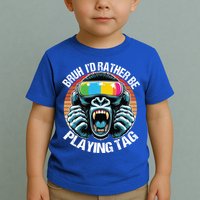 Bruh ID Rather Be Playing Tag Gorilla Wearing Vr Gamer Gift Toddler T-Shirt