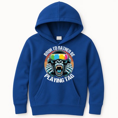 Bruh ID Rather Be Playing Tag Gorilla Wearing Vr Gamer Gift Kids Hoodie