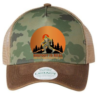 Bigfoot Is Real And He Tried To Eat My Ass Funny Sasquatch Legacy Tie Dye Trucker Hat