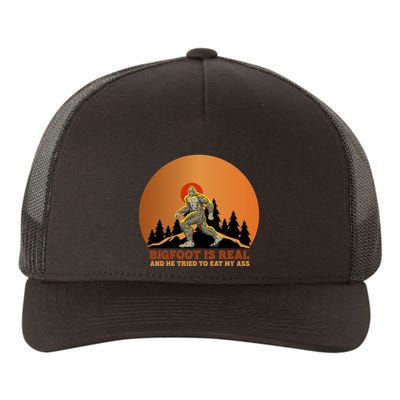 Bigfoot Is Real And He Tried To Eat My Ass Funny Sasquatch Yupoong Adult 5-Panel Trucker Hat