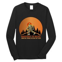 Bigfoot Is Real And He Tried To Eat My Ass Funny Sasquatch Long Sleeve Shirt